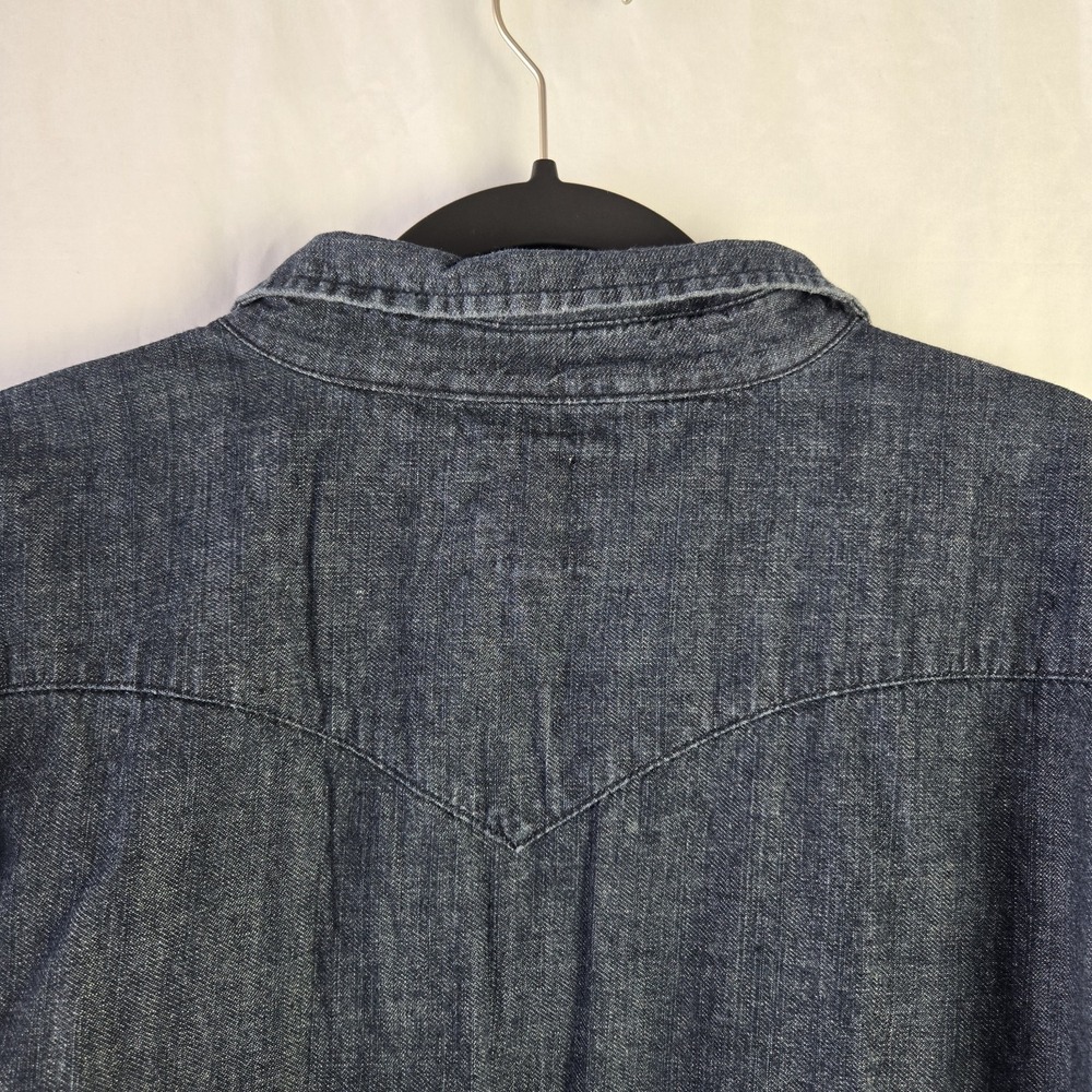 Levi's Western Dark Blue Denim Shirt Pearl Snap Mens XXL Bat Wing Rodeo Ranch - Picture 5 of 12